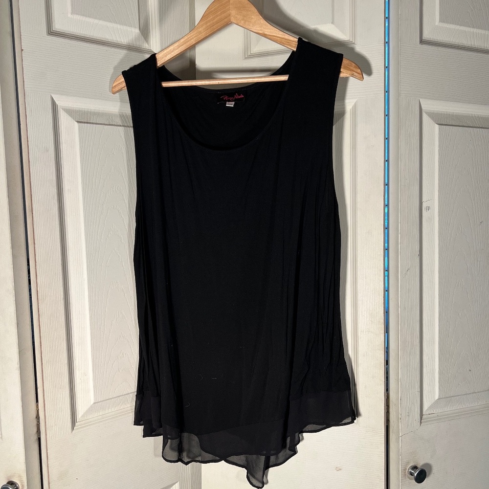 Hanna Nikole Black Tank Top with Sheer Bottom Size 22W